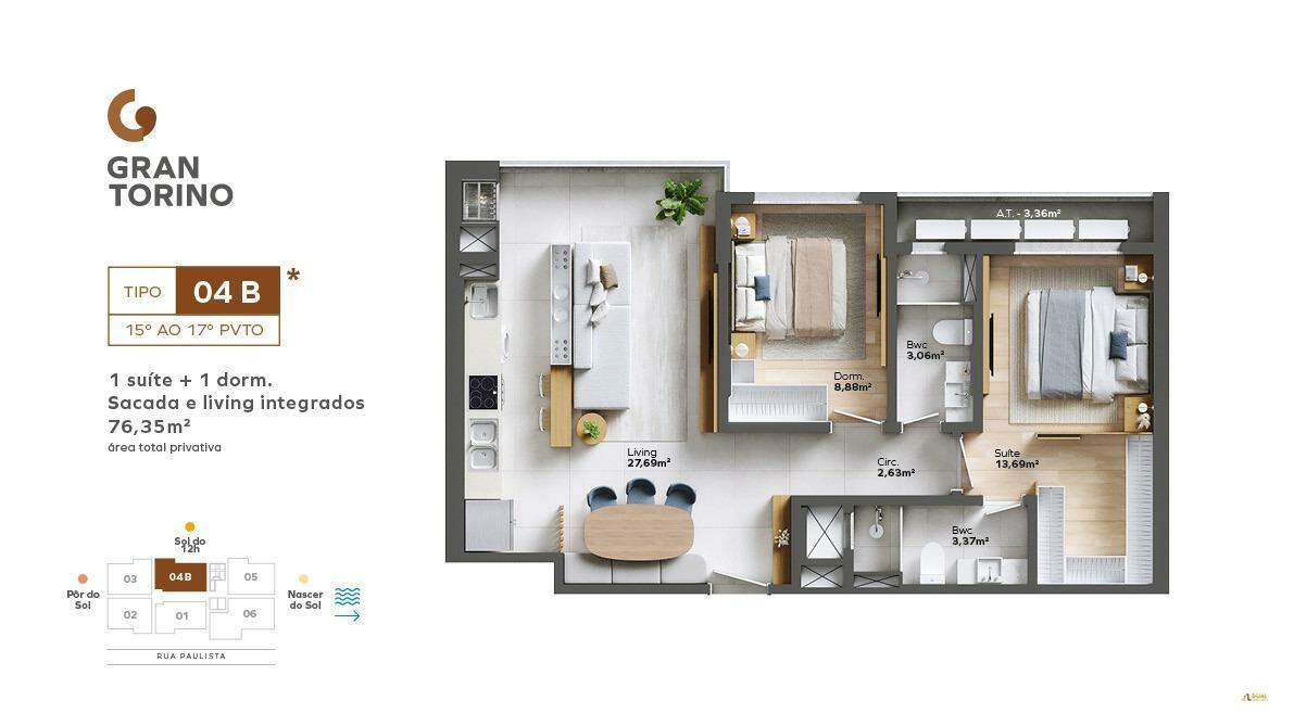Imagem Apartamento à venda, 1 quarto, 1 suíte, Itacolomi - Balneário Piçarras/SC