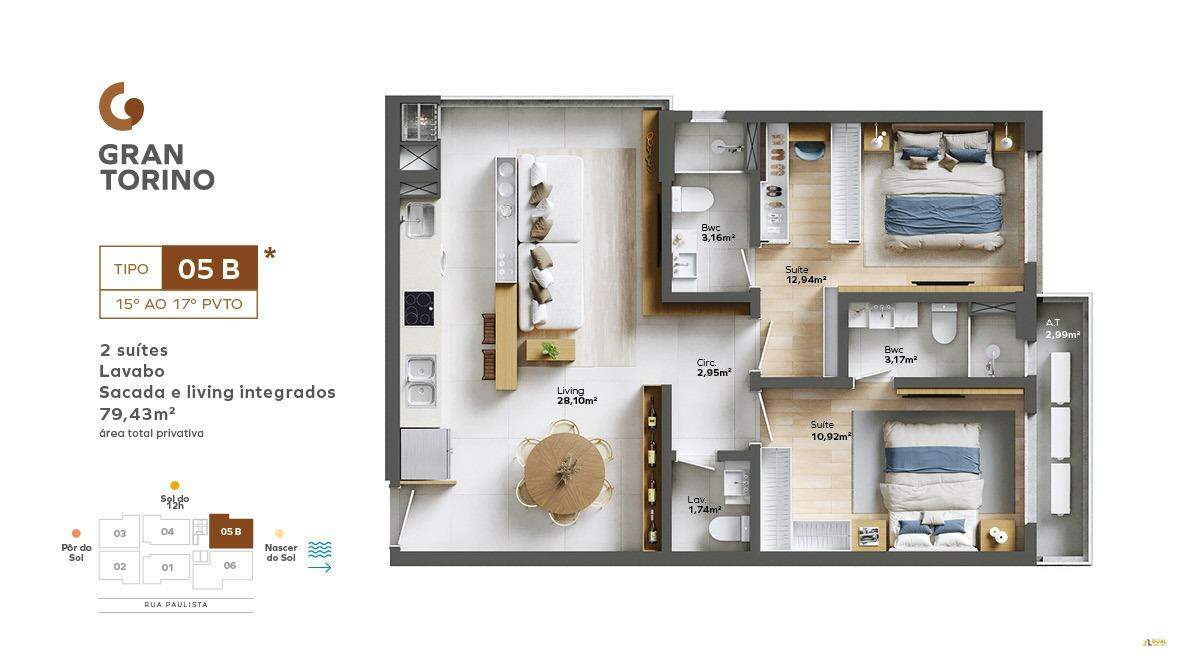 Imagem Apartamento à venda 1 suíte + 02 quartos - Itacolomi - Balneário Piçarras/SC