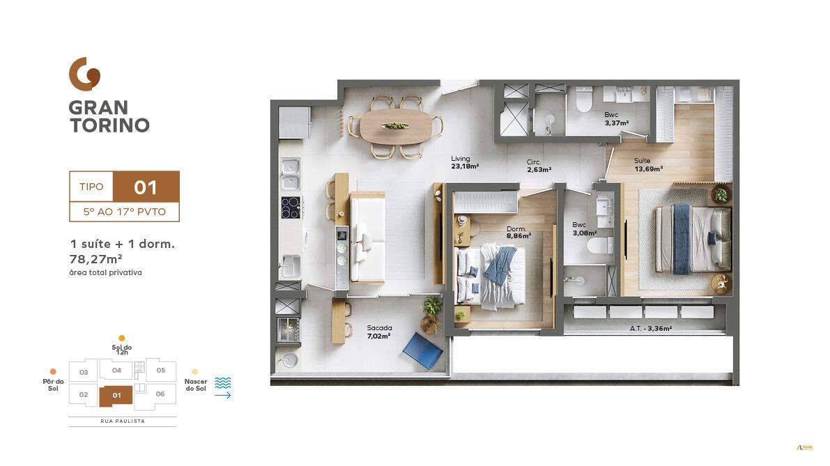 Imagem Apartamento à venda 1 suíte + 02 quartos - Itacolomi - Balneário Piçarras/SC