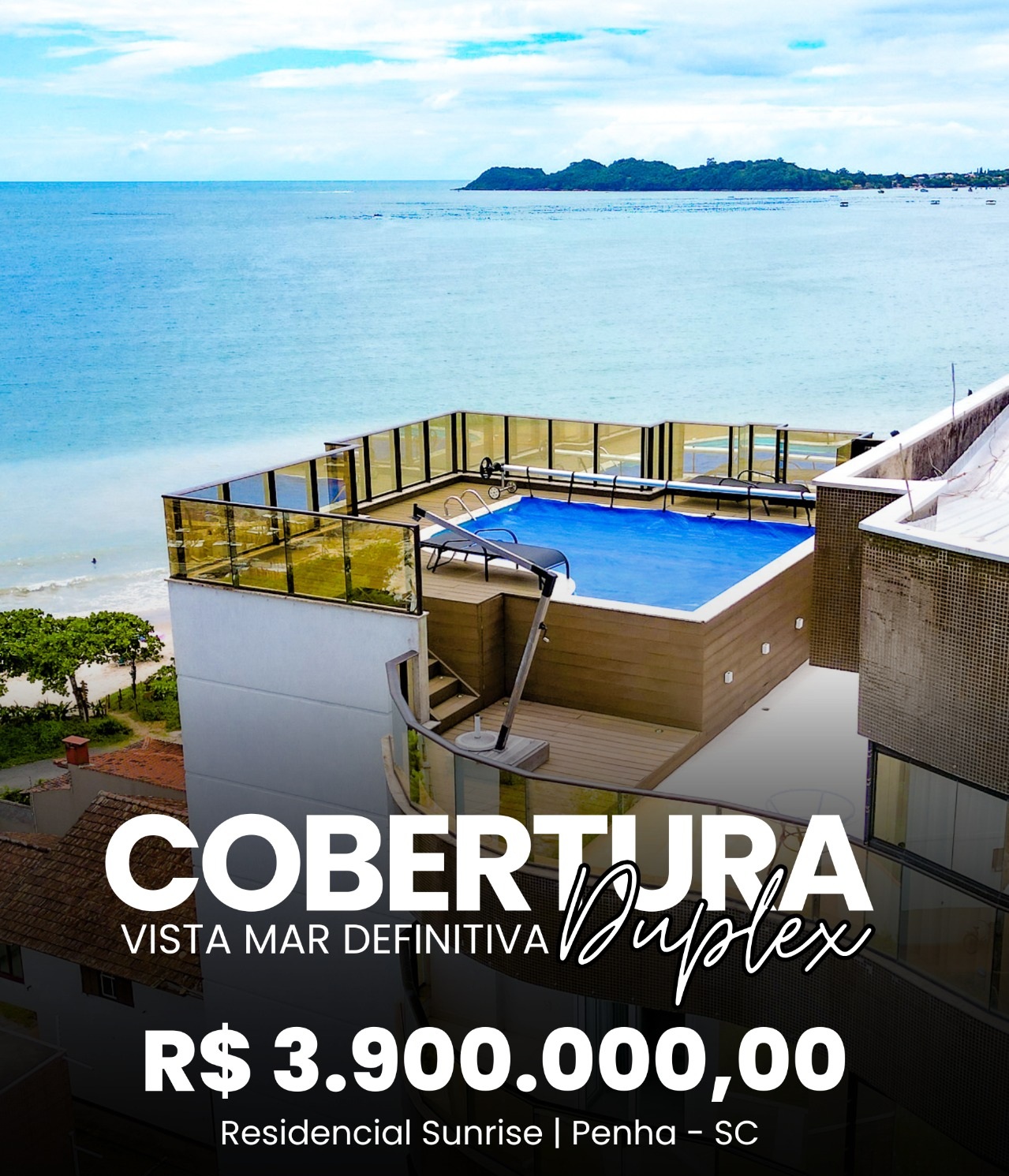 Cobertura Duplex no Residencial Sunrise em Penha / Alto Padrão - Frente para o mar - Mobiliado - Quadra do Mar