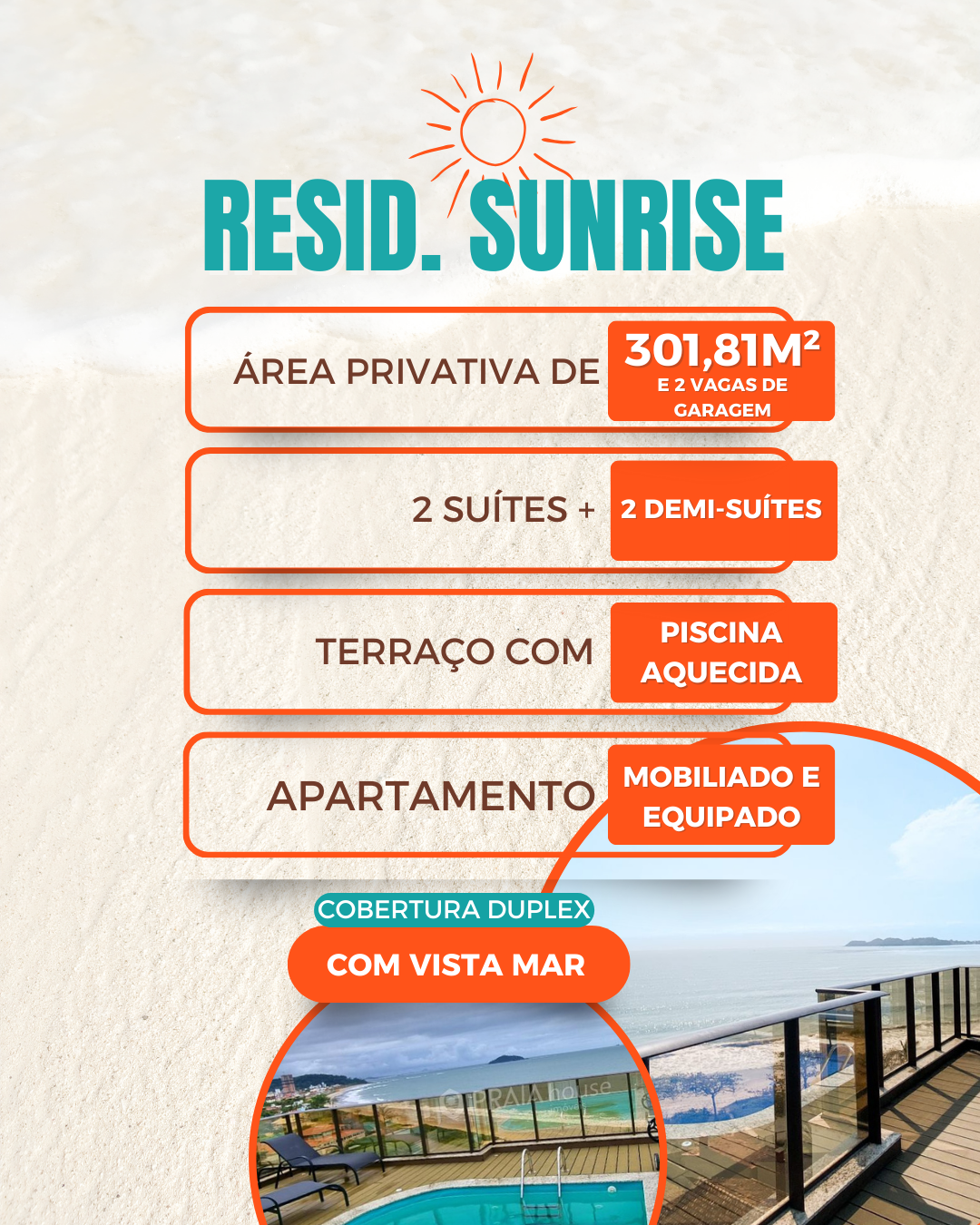 Imagem Cobertura Duplex no Residencial Sunrise em Penha / Alto Padrão - Frente para o mar - Mobiliado - Quadra do Mar